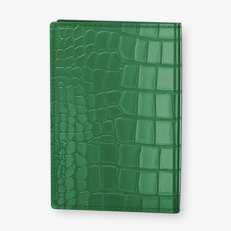 Passport cover alligator finishing stainless steel color green chipolo finder 2