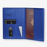 Passport cover alligator finishing stainless steel color peony blue chipolo finder