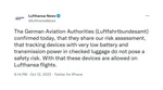 Lufthansa tweets Airtags ban 3